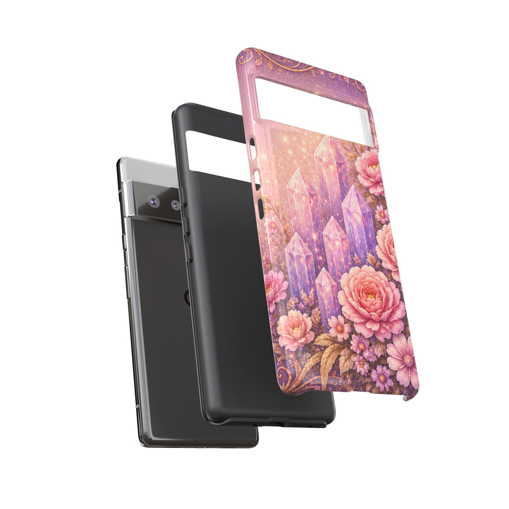 Google Pixel Lilac Quartz Garden Phone Case — Pink Floral Crystal Phone Cover