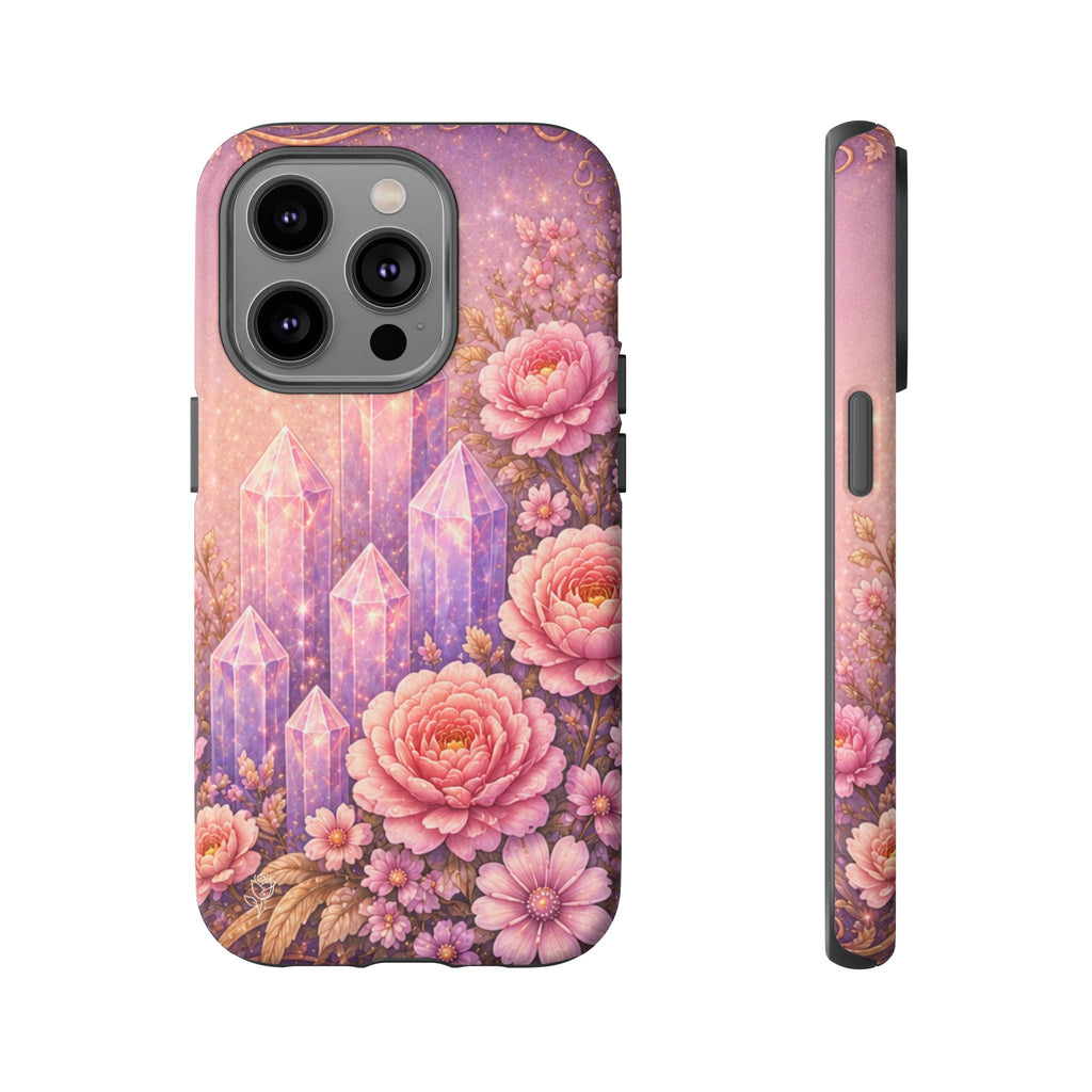 Lilac Quartz Garden Phone Case — Pink Floral Gemstone iPhone Cover