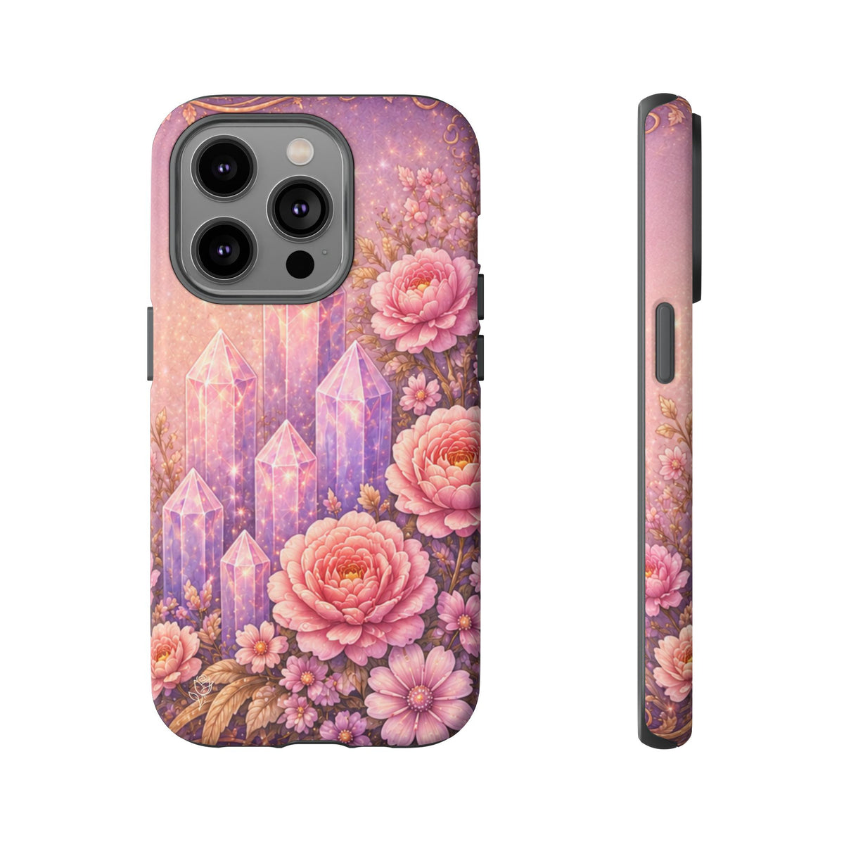 Lilac Quartz Garden Phone Case — Pink Floral Gemstone iPhone Cover