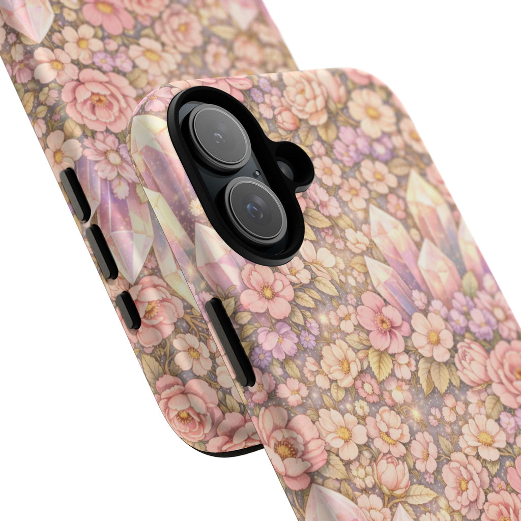 iPhone Case — Angelic Crystal Garden Phone Case — Pink Floral Quartz Protective Cover