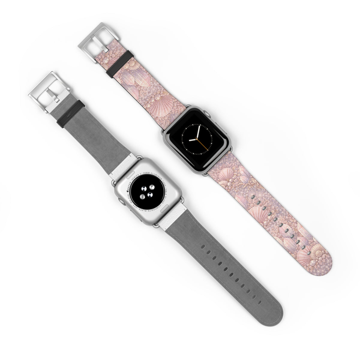 Lemurian Mermaid Crystal Garden Pattern iWatch Band — Pink Seashell Apple Watch Strap