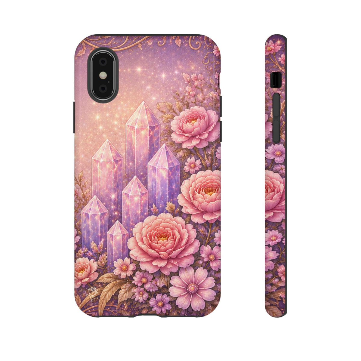 Lilac Quartz Garden Phone Case — Pink Floral Gemstone iPhone Cover