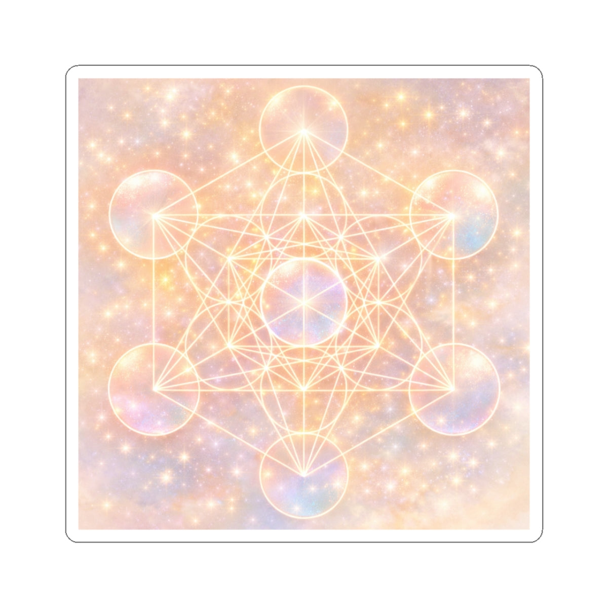 Pastel Metatron's Cube Kiss-Cut Sticker — Sacred Geometry Decal
