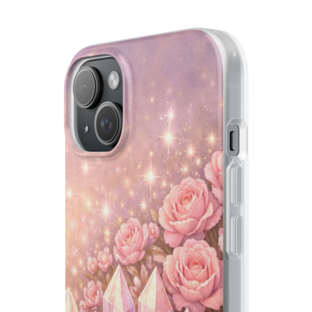 iPhone Case Lemurian Rose Crystal Garden — Sparkling Pastel Floral iPhone Cover