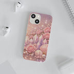 iPhone Case Lemurian Rose Crystal Garden — Sparkling Pastel Floral iPhone Cover