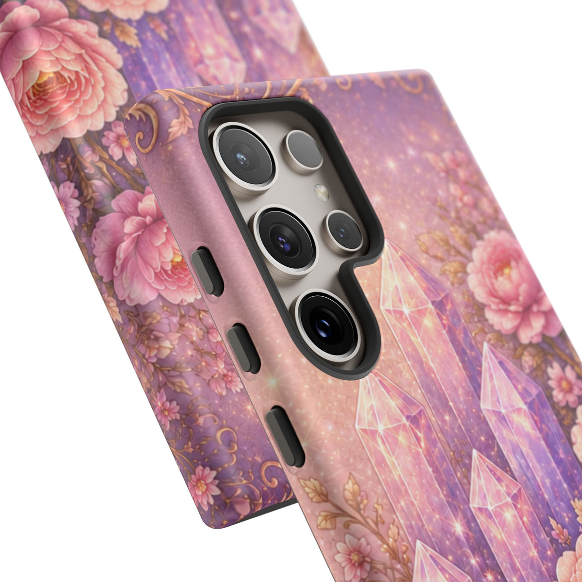 Samsung Galaxy Crystal Garden Phone Case — Pink Floral Crystal Phone Cover