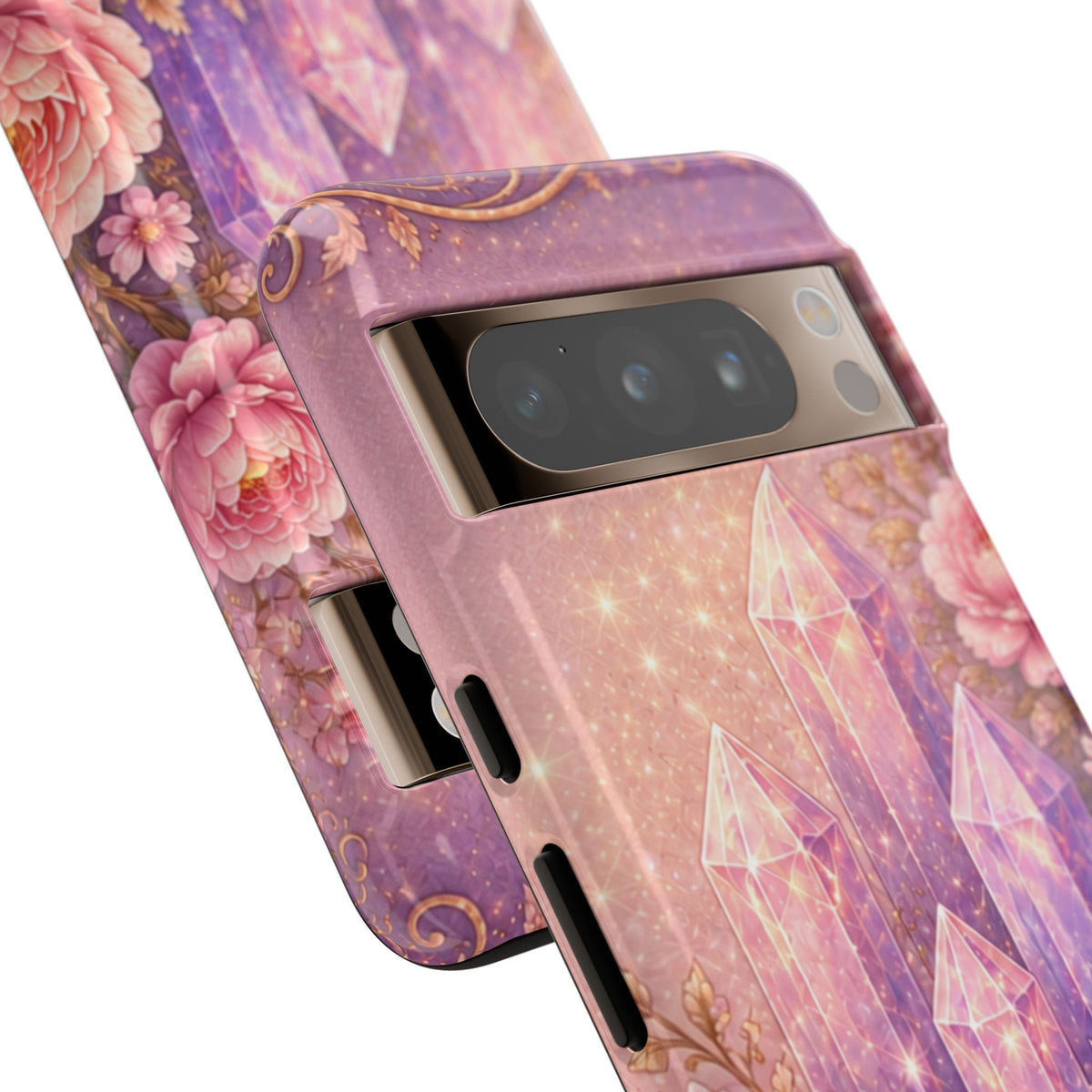 Google Pixel Lilac Quartz Garden Phone Case — Pink Floral Crystal Phone Cover
