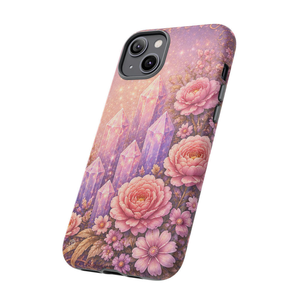 Lilac Quartz Garden Phone Case — Pink Floral Gemstone iPhone Cover